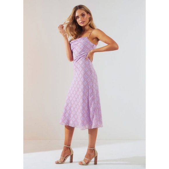 FINDERS KEEPERS NOSTALGIA DRESS LILAC CHECK - Picture 5 of 11